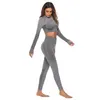 Actieve sets Dames Naadloze yogaset Fitness Sportpakken GYM Doek Yoga Shirts met lange mouwen Hoge taille Hardloopleggings Workout-broeken