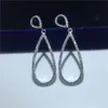 Mode Peer Drop Earring 925 Sterling Silver Pave Setting 5A CZ Engagement Bruiloft Dangle Oorbellen voor Vrouwen Bruids Gift