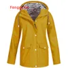 Women Coat 2019 Autumn And Winter Jacket Solid Rain Outdoor Plus Waterproof Hooded Raincoat Windproof Zipper Coat S-5XL