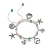 Bohemian Starfish Stone Anklets Set For Women Vintage Handmade Wave Anklet Bracelet on Leg Beach Ocean Jewelry BB173