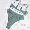 Dames Badmode Tankinis Solid Gewatteerde Push Up Braziliaanse Thong Bikini Sets Zwempakken Verstelbare Schouderbanden Badpak