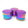 Ice Blue Color Herb Grinders Smoking 50mm Zinc Alloy Rainbow Grinder 4 Layers Metal Crushers Crusher DHL