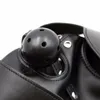 Pu Leather Fetish Bocca Gag Harness Copricapo Cappuccio Maschera per gli occhi Copricapo Bondage Restraint Costume adulto Sm Gioco del sesso Giocattolo per coppia Y9690488