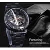 Forsining Racing Sport Watch Fashion Full Black Clock Stainless Steel Luminous Men 's Automatic Watches Top Brand Luxury