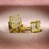 Unisex Männer Frauen Ohrstecker Gelb-weißes Gold überzog funkelnde CZ simulierter Diamant-Ohrringe für Männer Frauen