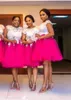 2019 Nieuwe Goedkope Bruidsmeisjekleding Juweel Hals Korte Mouw Kant Applicaties Tule Plus Size Afrikaanse Maid of Honor Formele Bruiloft Jurken