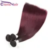 Two Tone Wine Red Peruvian Virgin Colored Bundles Silky Straight Human Hair Extensions 3pcs Precolored 1B 99J Burgundy Ombre Weav3037829