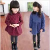 2017 Sonbahar Kış Kız Prenses Elbise Bebek Kız Kalınlaşmak Sıcak Elbiseler Çocuklar Uzun Kollu Elbise Kore Tarzı Çocuk Elbise 5 adet / grup