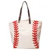 Klassisk tryckning Baseballväska 25st Lot Ga Warehouse White Baseball-Mom Travel Bags Canvas Shopping Purse Team Accessories Tote Domil281