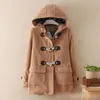 새로운 가을 겨울 여성 양모 코트 후드 더블 코트 레이디의 클래식 경적 단추 오버 코트 outwears 트위드 코트 C2335