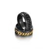 Emboss Spin Gold Chains Ring Band Rostfritt stål Rotatkedjor Ringar Linjid Tryck Mens Hip Hop Fashion Jewelry Will och Sandy Gift