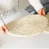 Corn Fur Woven Matbord Mat Värme Isolering Potthållare Round Coaster Kaffe Drick Tea Cup Table Placemats