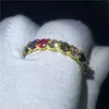 Eternity Promise Ring Mutil renk 4mm Elmas cz Sarı Altın kadınlar için Dolgulu 925 Gümüş Düğün Band Yüzükler parti Takı