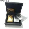 New Year Gift 24k Gold Poker Card Gold Plated Golden & Silver 500 Euro, 2pcs Playing Card Pack in Wooden Case