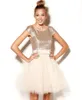 Plus Size Champagne Homecoming Dresses Short Rose Gold Sequins Tulle Sweet 16 Juniors Prom Dress Party Gowns Semi Formal Tutu Skirt
