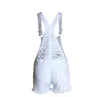 Womens Loose Hole Ripped Jumpsuits Casual White Summer Denim Shorts Xs/l Female Jeans Fashion Short Bib Sling Playsuits