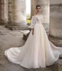 Arivilloso 2020 Abiti da sposa Maniche lunghe Appliques in pizzo Abiti da sposa Custom Made Sweep Train Plus Size A Line Abito da sposa