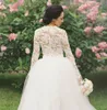 Vacker långärmad två stycken strand bröllopsklänningar 2020 hög lågt land tulle boho skräddarsydda bohemiska brudklänning