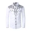 Şık Batı Kovboy Gömlek Erkek Marka Tasarım Nakış İnce Fit Sıradan Uzun Kollu Gömlek Erkek 4257i için Erkek Düğün Gömlek