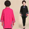 Etnische vintage Oosterse kleding Traditionele Chinese tops voor vrouwen met lange mouwen Herfst Casual Linnen Tang Pak Blouses