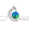 Choker Necklace Fashion Jewelry Galaxy Art Glass Cabochon Moon beautiful Necklace Antique Silver Tree Of Life Statement Necklaces & Pendants