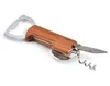 Trähandtag Flasköppnare Keychain Kniv DrapTap Double Hinged CorksCrew Rostfritt stål Key Ringöppnare Bar Kök Vinverktyg 10st