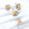 Kostuum sieraden sets gele kubus zirkonia zilver 925 sieraden oorbellen voor vrouwen trouwring ketting ketting set geschenken doos cx200318m