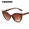 YOOSKE Brand Cat Eye Sunglasses Women Double Cateye Sun Glasses Ladies Sexy Vintage Eyewear UV400 Shades
