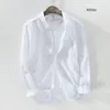 Men's Casual Shirts High Quality Style Mens Long Sleeve Linen Solid Color Lapel Cotton Fashion Slim Tops