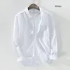 Men's Casual Shirts High Quality Style Mens Long Sleeve Linen Solid Color Lapel Cotton Fashion Slim Tops