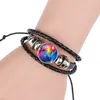 Space Galaxy Nebulosa Pulseras Para Mujeres Hombres Gema Estrella Luna Universo Cristal Estrellado Cabochon Encanto Tejido Brazalete de cuero Regalo de la joyería