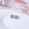 Lucky Clover Earrings 925 Sterling Silver CZ Diamant Födelsedagspresent Originalbox Set Lämplig för Pandora Kvinnors Örhängen Semestergåva