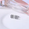 Lucky Clover Kolczyki 925 Sterling Silver CZ Diament Urodziny Prezent Oryginalny Zestaw Pudełkowy Odpowiedni do Kolczyki Pandora Damskie Prezent