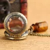 Vintage Creative Drink Me Glass Bottle Pocket Watches Quartz Analog Klocka för kvinnor Lady Girl Clock Halsband Pendant Chain Gift240R