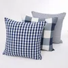 Bruiloft Cadeau Kussenhoes Scandinavische Mode Marineblauwe Plaid Decor Kantoor Thuis Auto Bank Kussensloop 45X45cm1139904