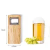 Apribottiglie da birra Cavatappi in legno Apriscatole quadrati in acciaio inossidabile Ecologico antiscottatura leggero per regalo T2I5654