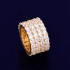 Quattro file solitaire men39 anello rame fascino oro colore argento zircico zircone ghiaccio ghiacciato hip hop hip hop gioielli 13 cm larghezza1045995