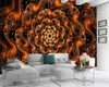 Luxuriöse 3D-Tapete mit feurigen roten Blumen und Edelsteinen. Passen Sie Ihre bevorzugte, stimmungsvolle Premium-Innendekorationstapete individuell an