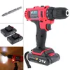 Freeshipping Vt104 Ac 100-240V Cordless 21V Two-Speed Electric Screwdriver/Drill With 2 Lithium Batteries And Power Display Light