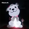 カスタマイズされた膨脹可能な漫画動物マスコット照明犬の彫刻はパーティーの夜の装飾のためのLEDライトが付いている子犬モデルの風船を爆破する