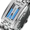 Reloj deportivo SKMEI creativo de moda para hombre, correa de acero inoxidable, relojes con pantalla LED, reloj Digital resistente al agua 5Bar, reloj para hombre 0926262r