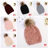 Vinter kvinnor stickade mössa pom pom päls boll hatt varm ull Unisex Crochet Skull Beanie Kvinna utomhus kepsar LJJA3473-13