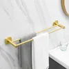 Ensemble d'accessoires de bain, accessoires de salle de bains en aluminium, porte-serviettes, porte-papier, étagère d'angle, brosse de toilette, crochet, matériel Gold5248267