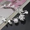 Hart Cross Charm Armbanden voor Vrouwen 925 Sterling Verzilverd Mode Lock Star Moon Diamond Link Chain Girl Gift Jewelry met stempel 21cm