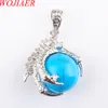 WOJIAER Natural Dragon Claw Pendant Round Blue Turquoise Stones Pendulum Necklace For Men Women Jewelry Reiki Amulet Gift N3109