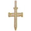 Iced Out Micro Paved CZ Nail Cross Подвеска Ожерелье Мужчины Хип-Хоп Золото Серебро Цвет Подвески Цепи Ювелирные Изделия Gift206D