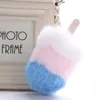 Multi-color Newest Fur Pom Pom Ice Cream Keychain Popsicle Key Chain pompom Creative Fur Ball Key Ring llaveros chaveiros gift