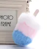 멀티 컬러 최신 모피 pom pom 아이스크림 키 체인 popsicle 열쇠 고리 pompom 크리 에이 티브 모피 공 열쇠 고리 llaveros chaveiros 선물