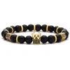 Uomo di pietra turchese naturale da donna Buddha Bracciale in perline Pave da 8 mm microzircone corona esagonale braccialettano hip hop hop punk polsino cha8359000