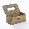 Tissue Box woven Grass straw Napkin Container Handkerchief Box Paper Organizer Home Kitchen Living Room Decor